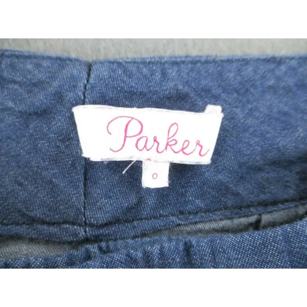Parker Shorts Womens 0 Blue Chambray Denim Lace Cut Out Tassels 100% Cotton - Picture 2 of 6